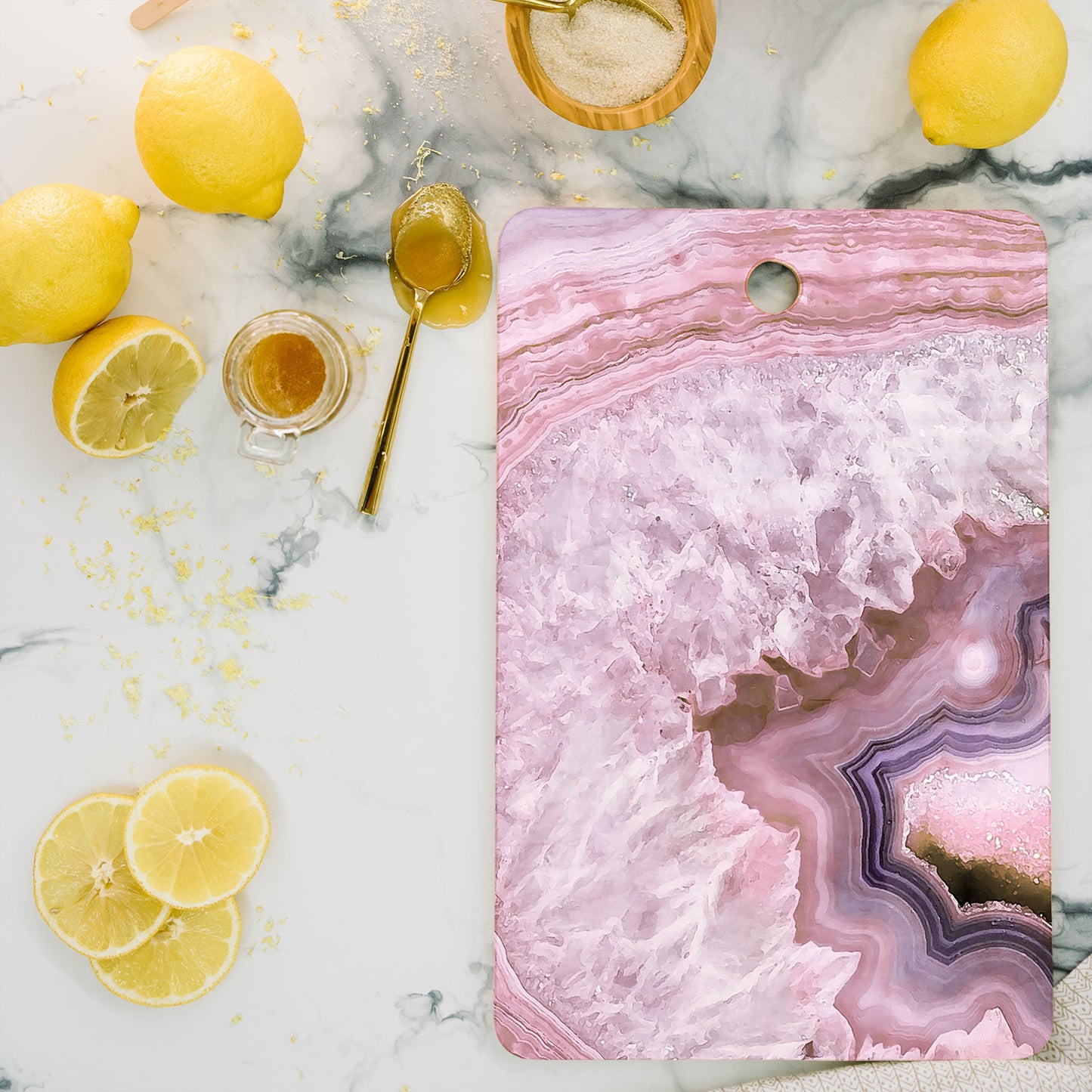 Emanuela Carratoni Pale Pink Agate Cutting Board Rectangle
