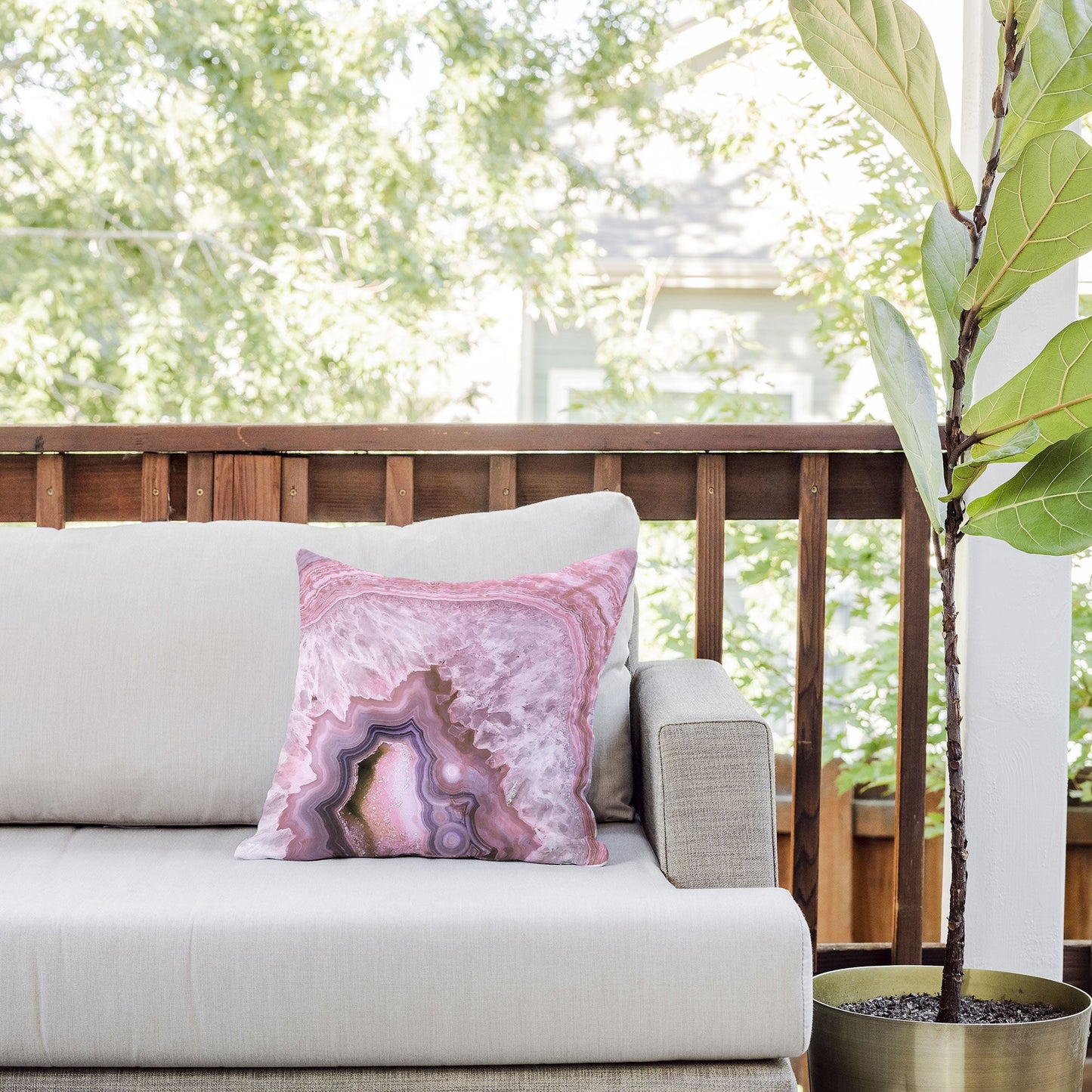 Emanuela Carratoni Pale Pink Agate Outdoor Throw Pillow