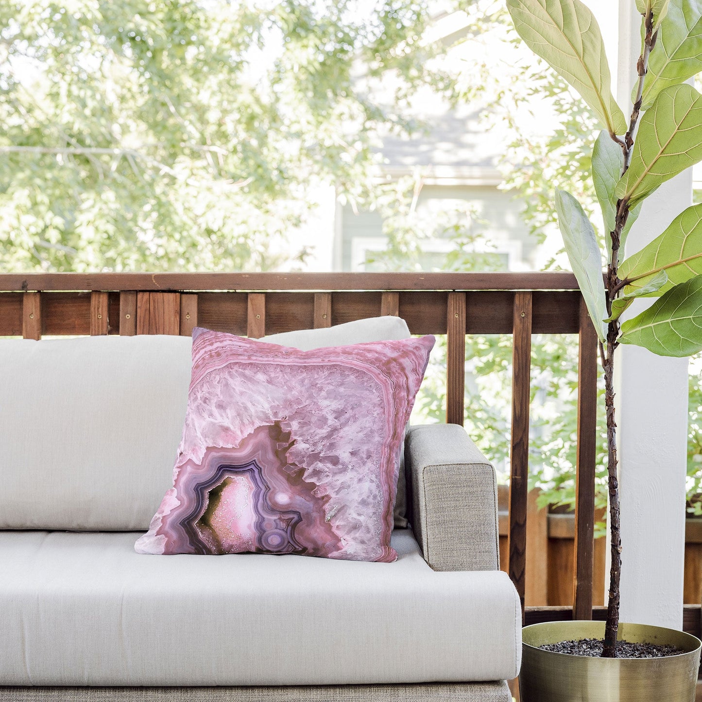 Emanuela Carratoni Pale Pink Agate Outdoor Throw Pillow