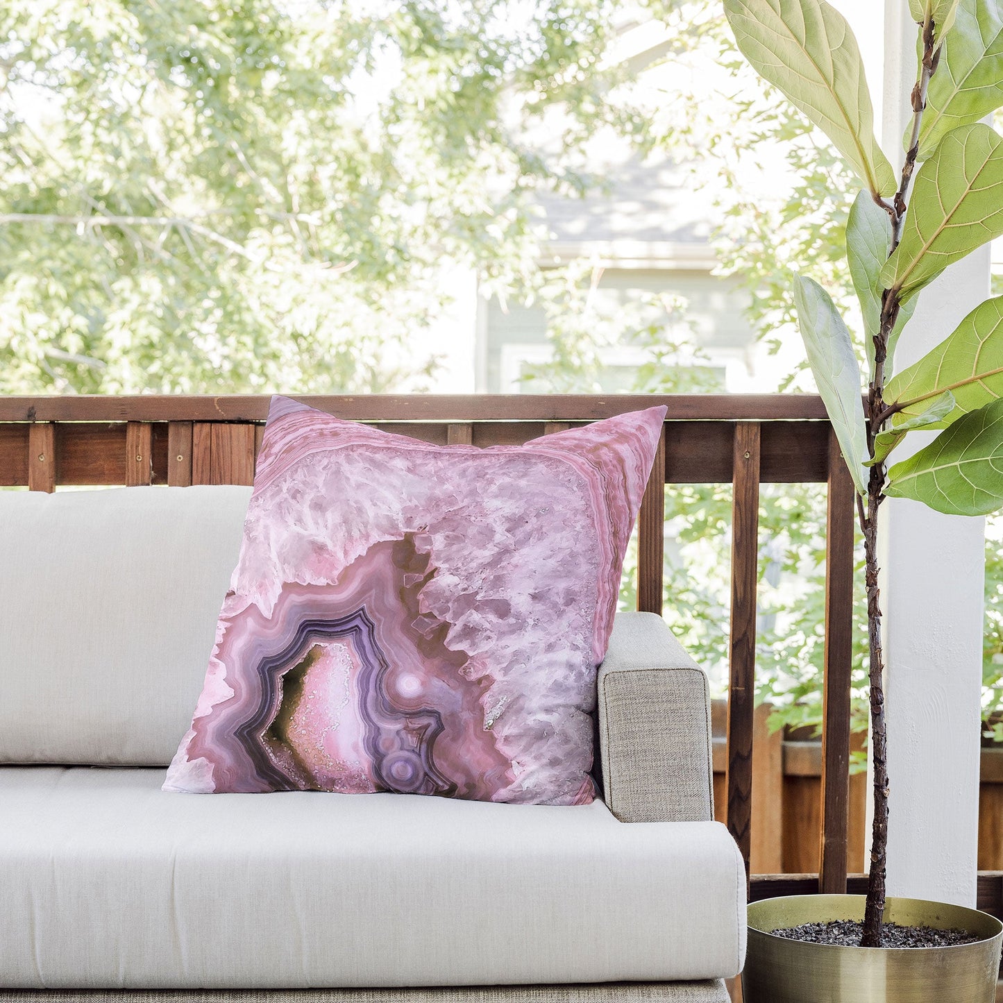 Emanuela Carratoni Pale Pink Agate Outdoor Throw Pillow