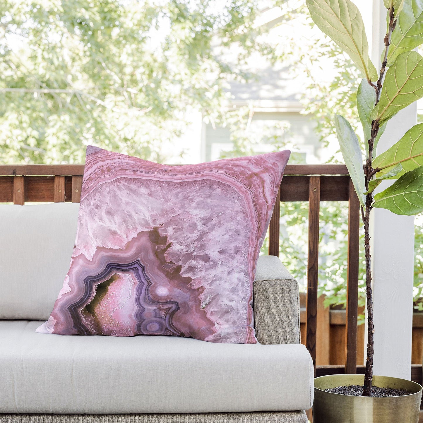 Emanuela Carratoni Pale Pink Agate Outdoor Throw Pillow