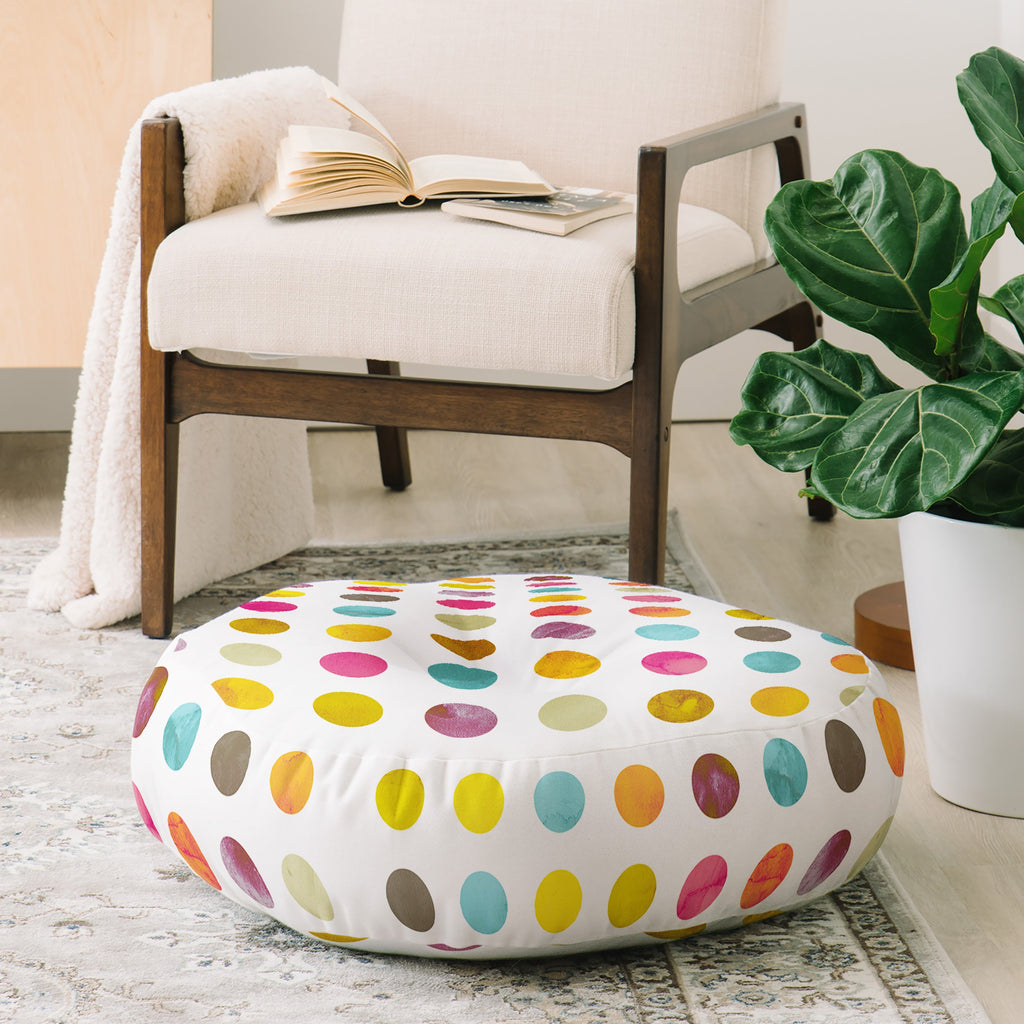 Emanuela Carratoni Summer Polka Dots Floor Pillow Round