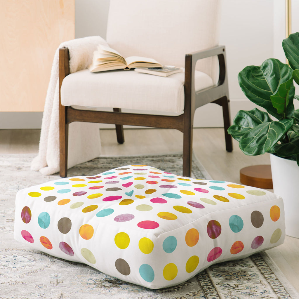 Emanuela Carratoni Summer Polka Dots Floor Pillow Square