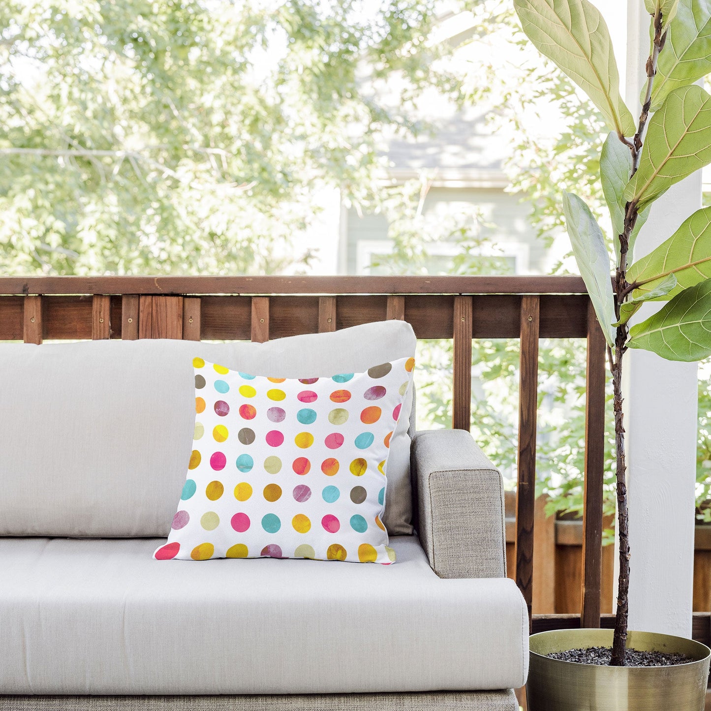 Emanuela Carratoni Summer Polka Dots Outdoor Throw Pillow