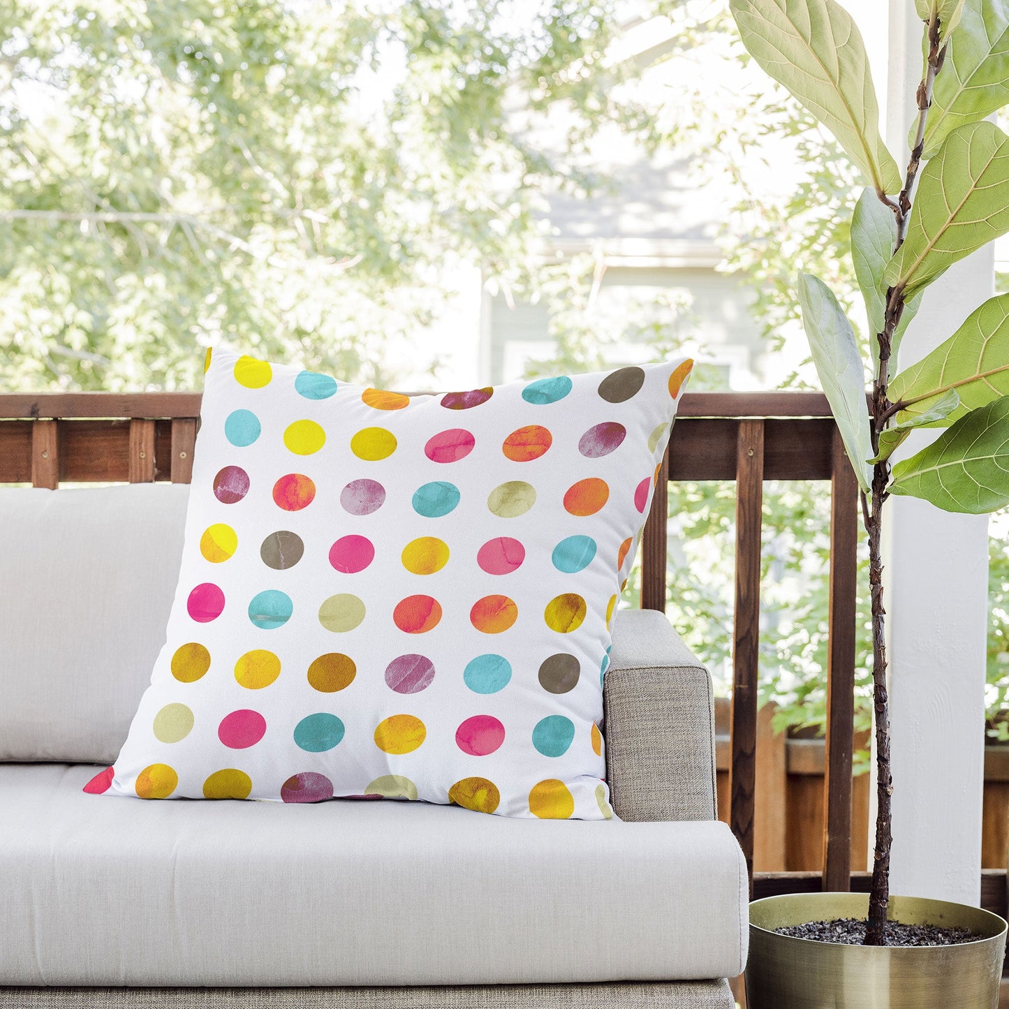 Emanuela Carratoni Summer Polka Dots Outdoor Throw Pillow