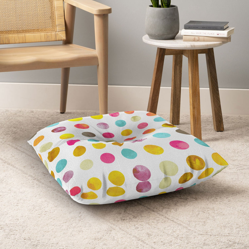 Emanuela Carratoni Summer Polka Dots Floor Pillow Square