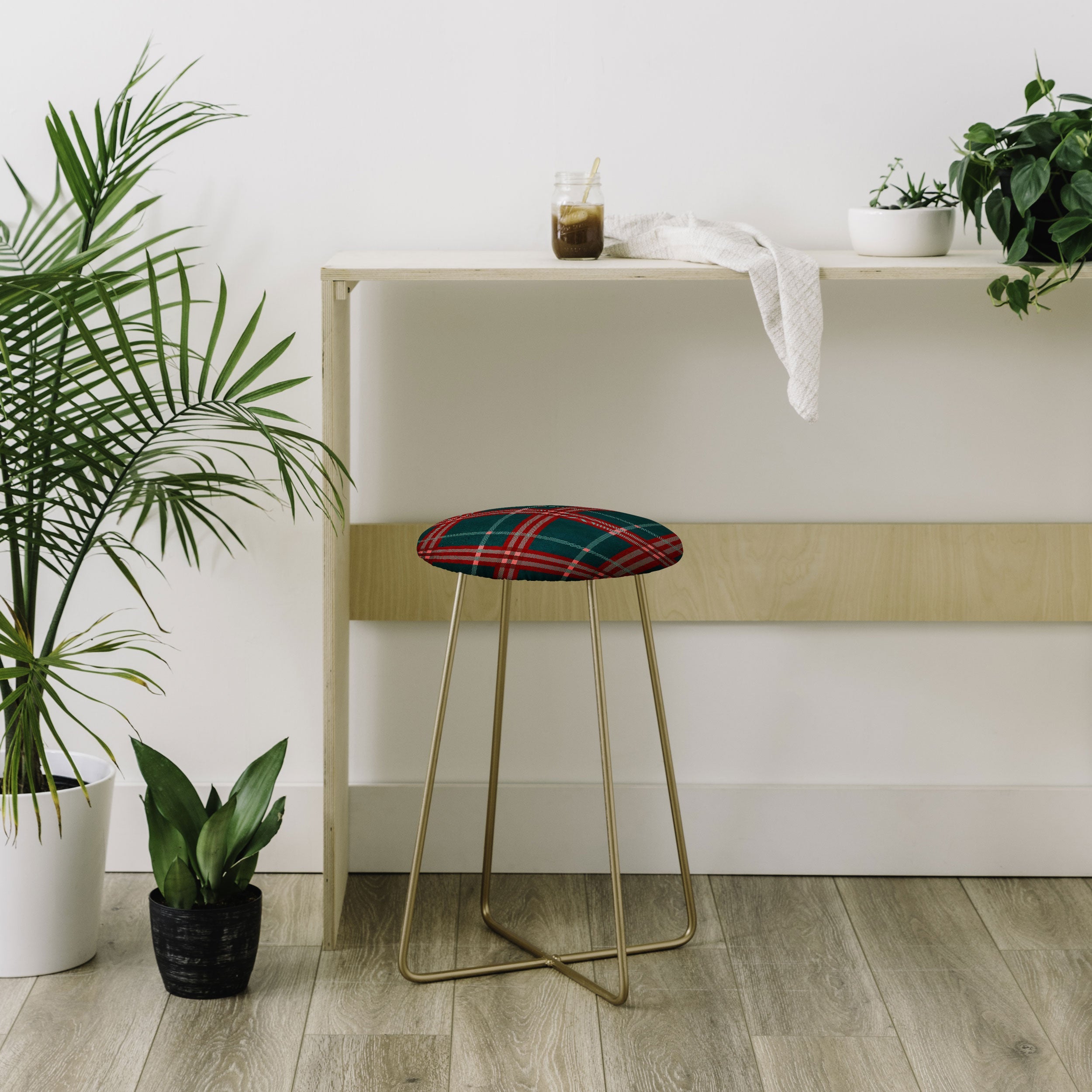 Emanuela Carratoni Tartan Theme Counter Stool