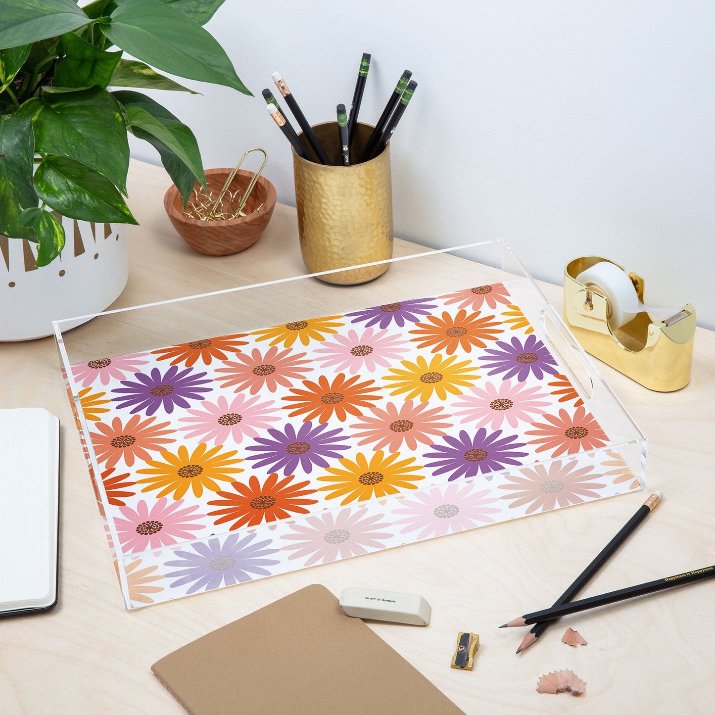 Emanuela Carratoni Very Peri Daisy Pattern Acrylic Tray