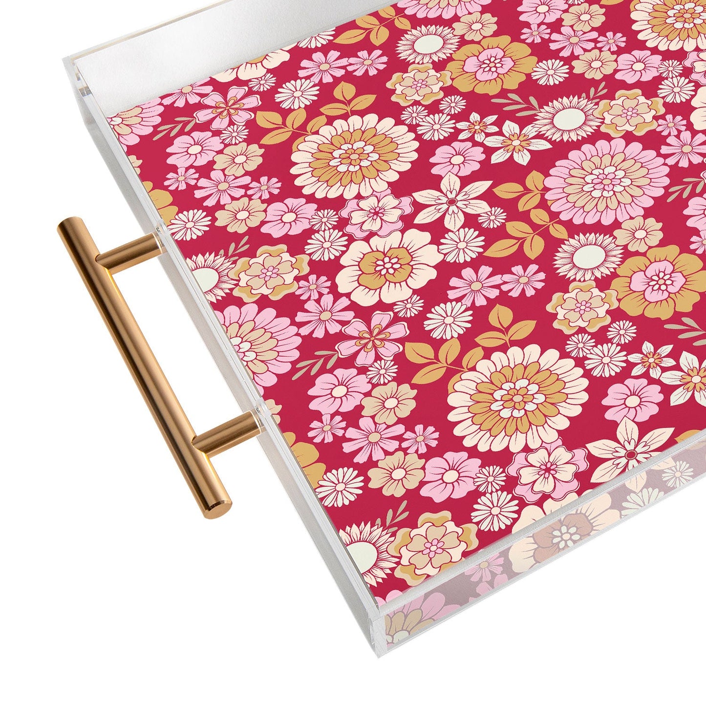 Emanuela Carratoni Viva Magenta Floral Theme Acrylic Tray