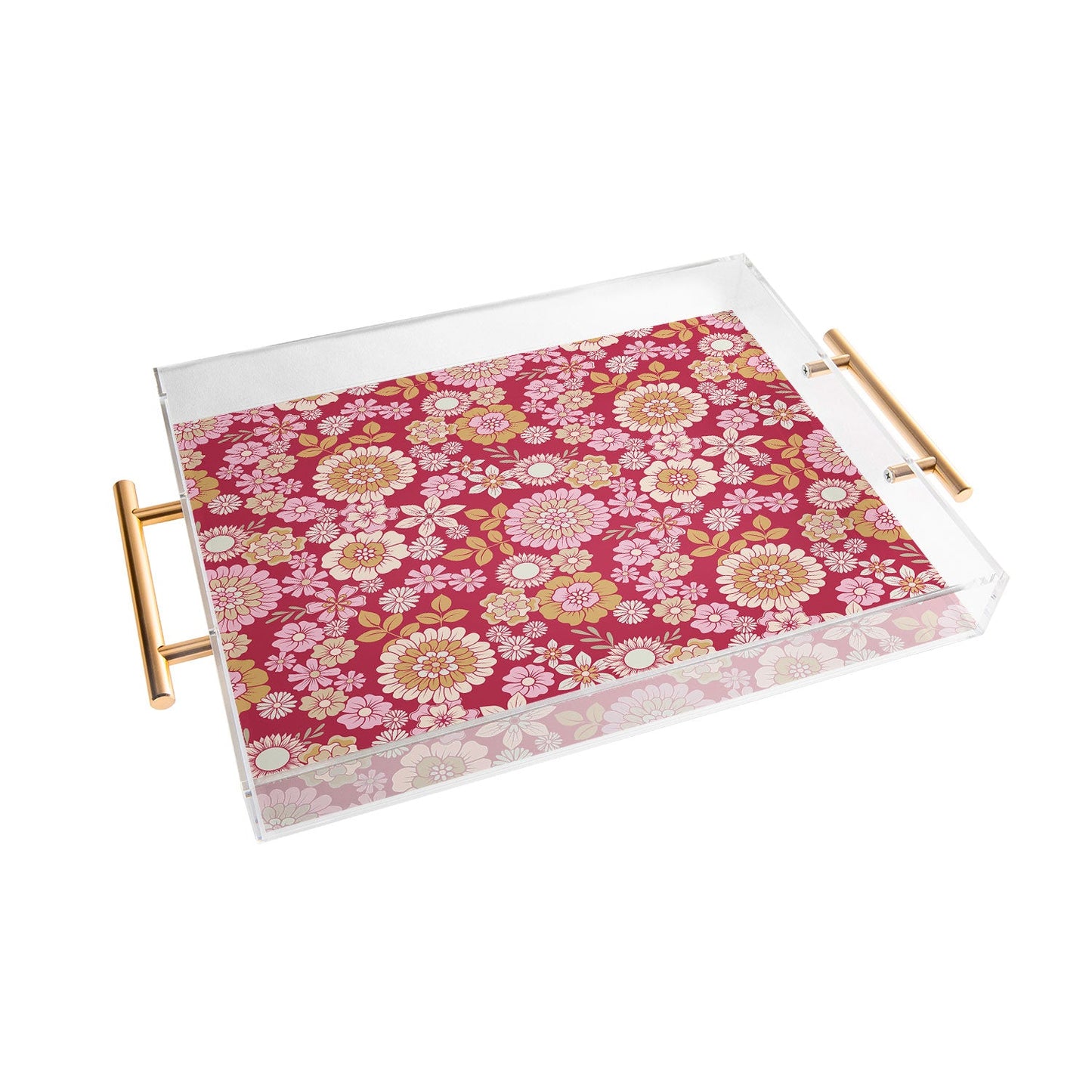 Emanuela Carratoni Viva Magenta Floral Theme Acrylic Tray