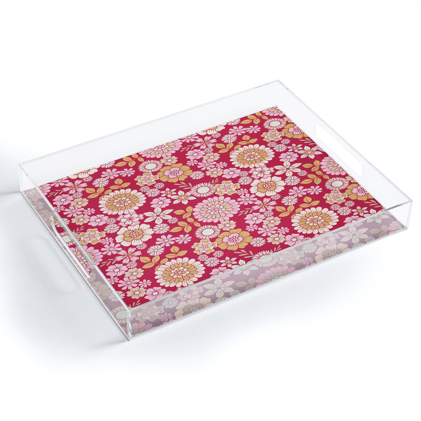 Emanuela Carratoni Viva Magenta Floral Theme Acrylic Tray