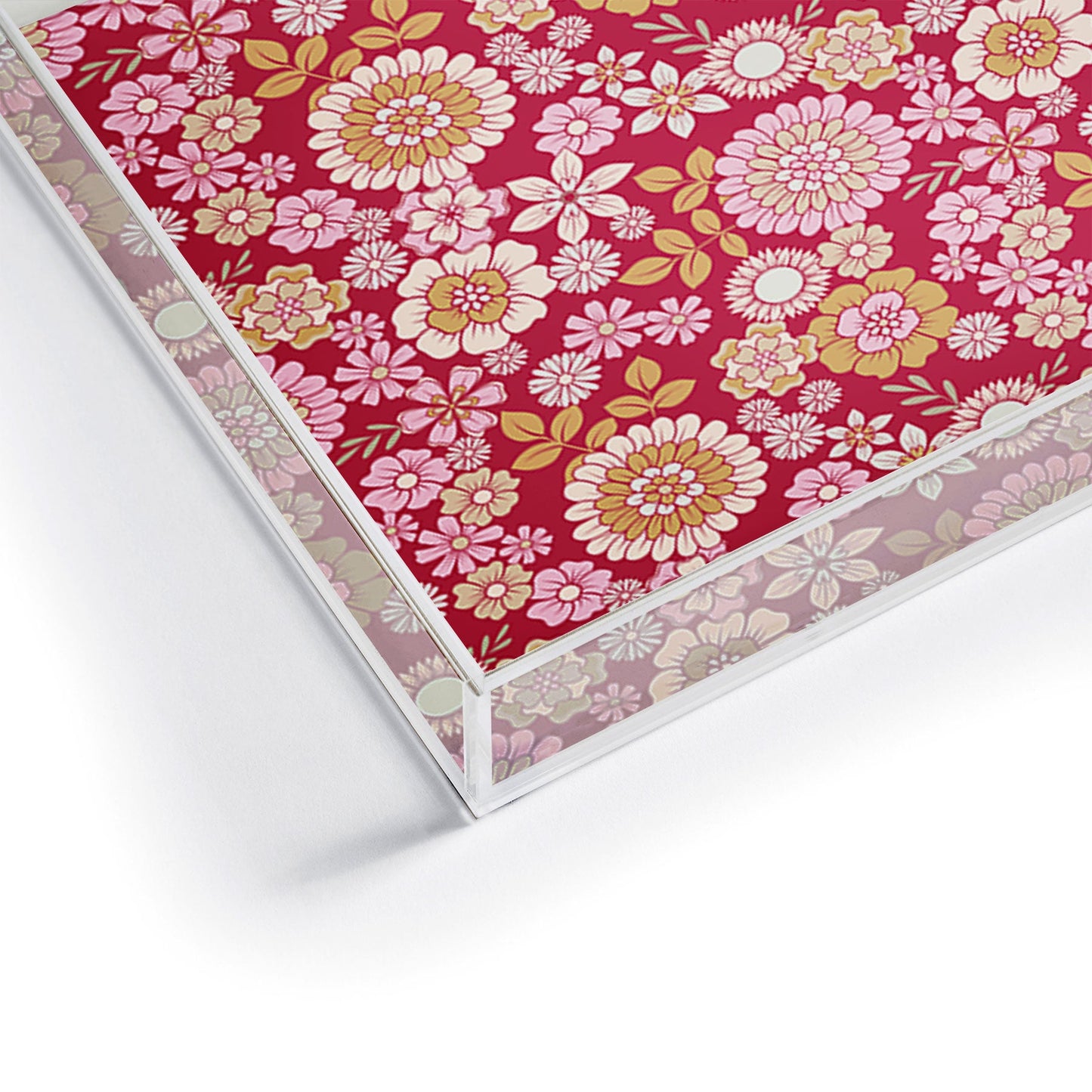 Emanuela Carratoni Viva Magenta Floral Theme Acrylic Tray