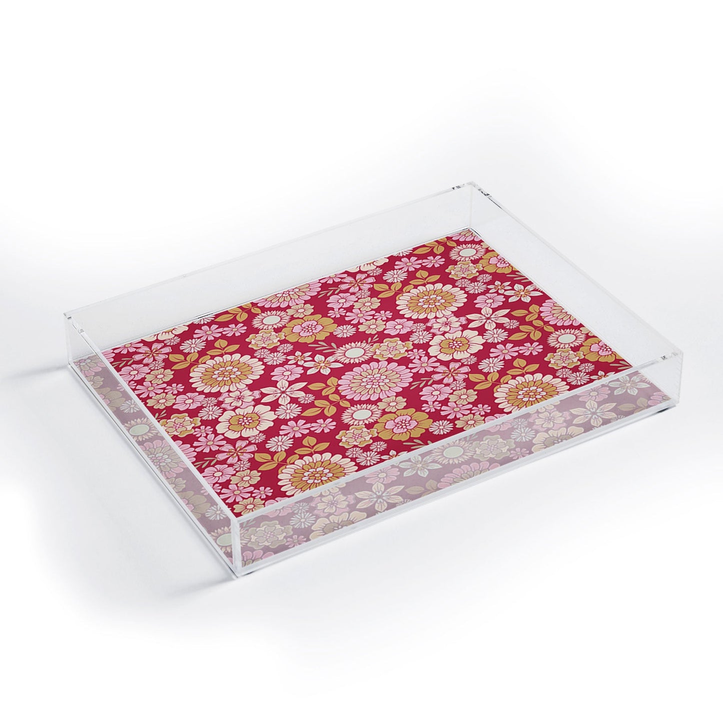 Emanuela Carratoni Viva Magenta Floral Theme Acrylic Tray