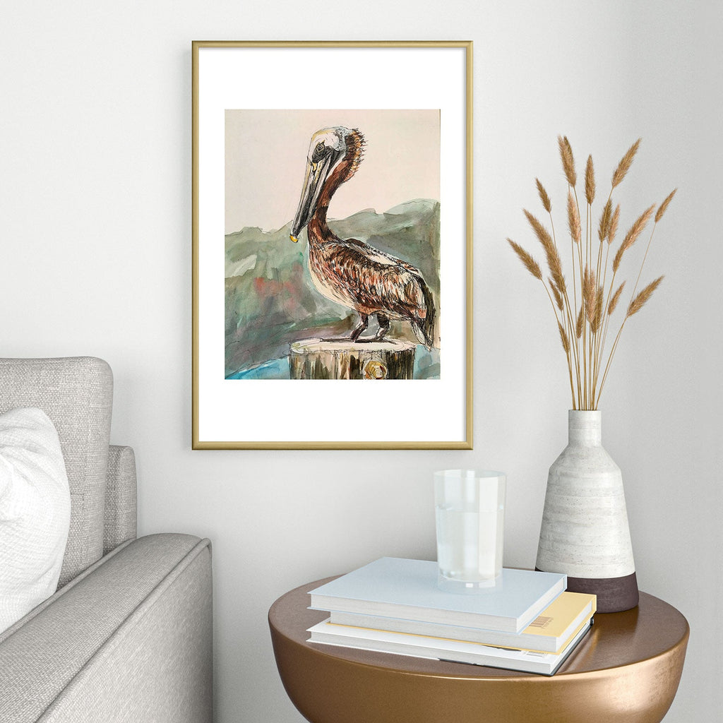 Emily Tucci Pelican Metal Framed Art Print