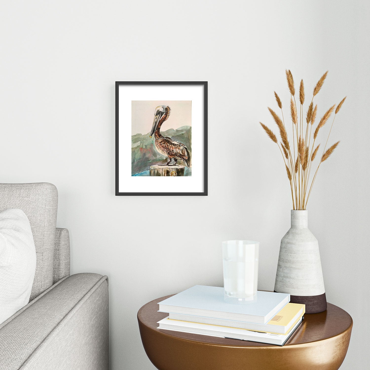 Emily Tucci Pelican Metal Framed Art Print