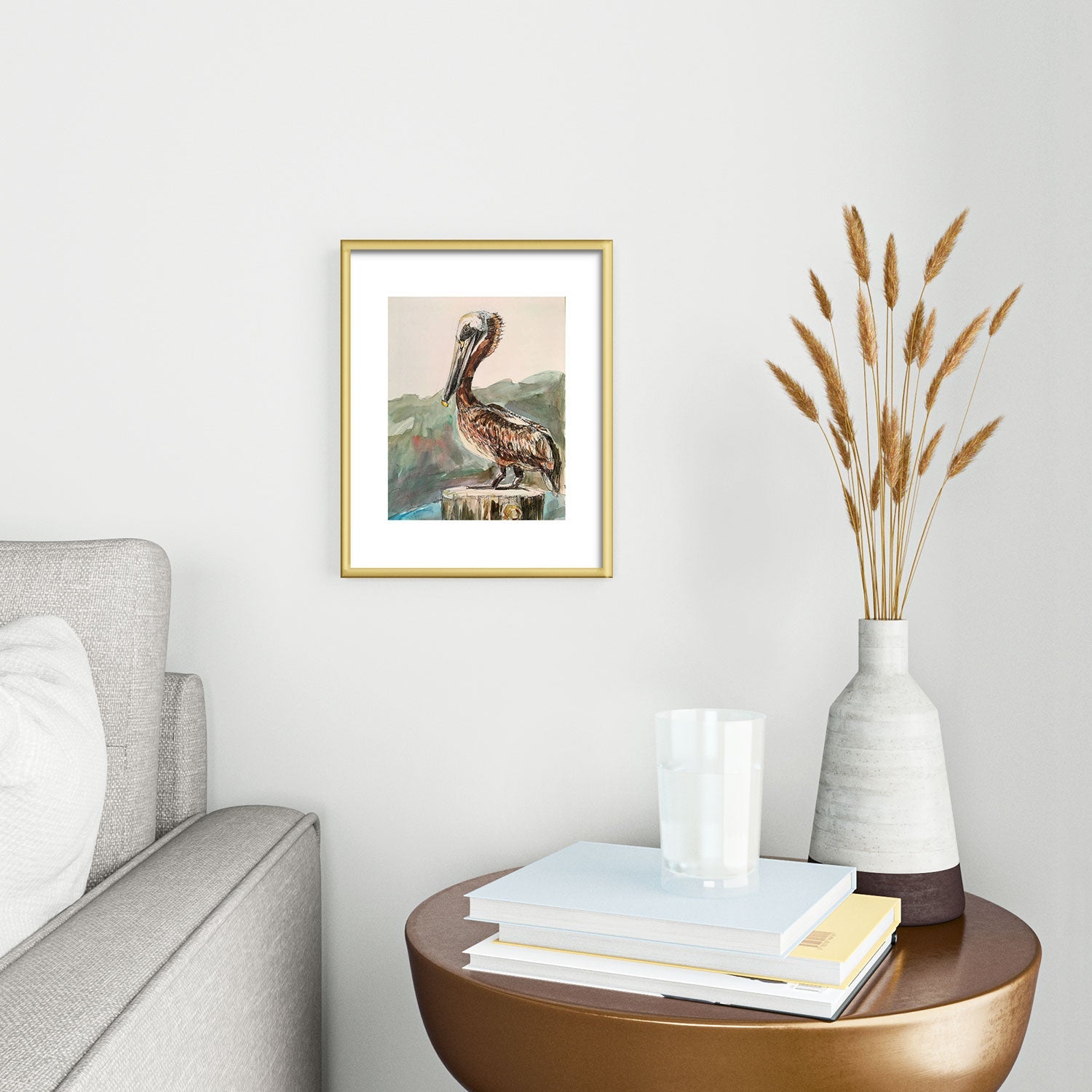 Emily Tucci Pelican Metal Framed Art Print