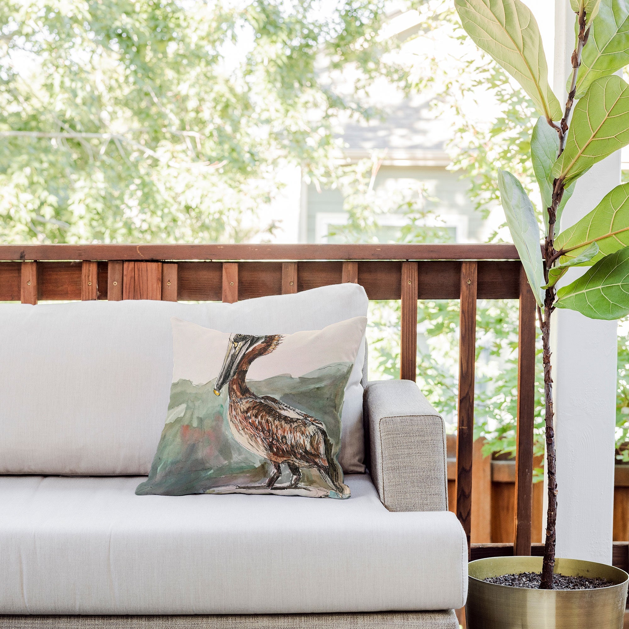 Emily Tucci Pelican Outdoor Throw Pillow