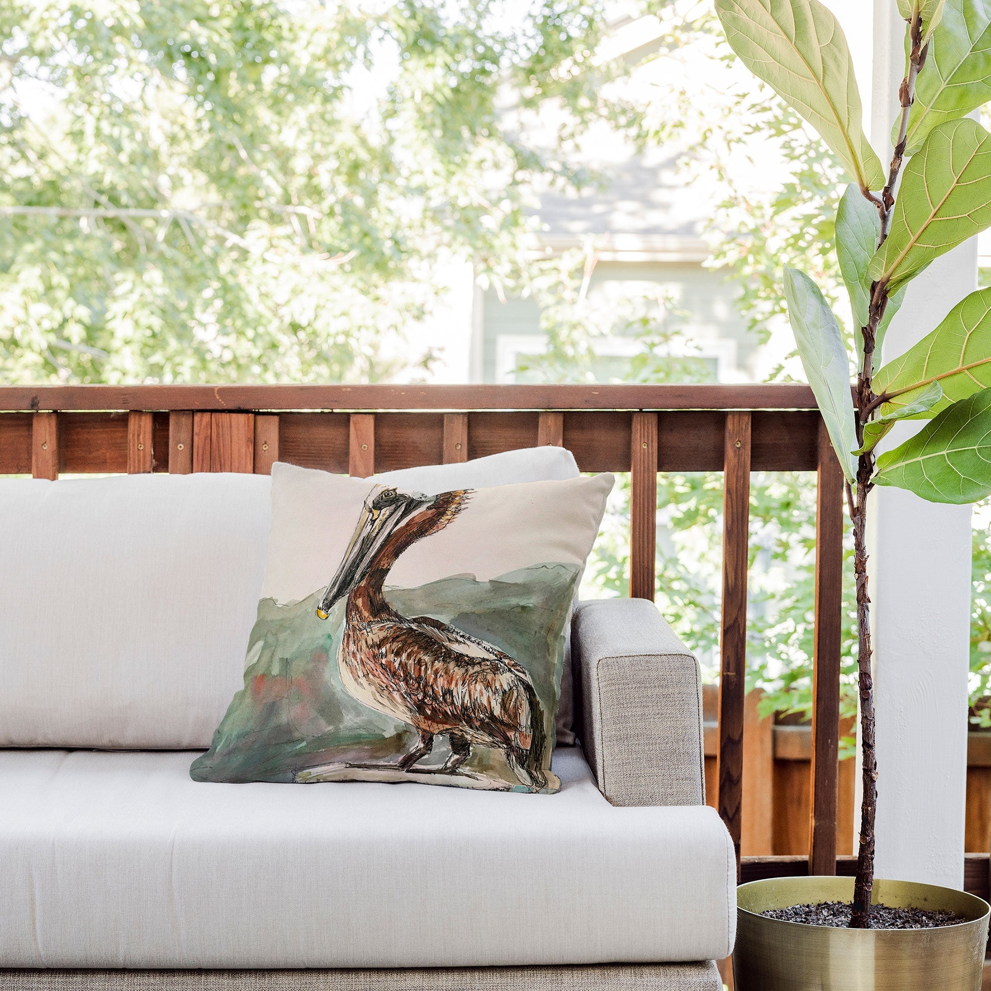 Emily Tucci Pelican Outdoor Throw Pillow