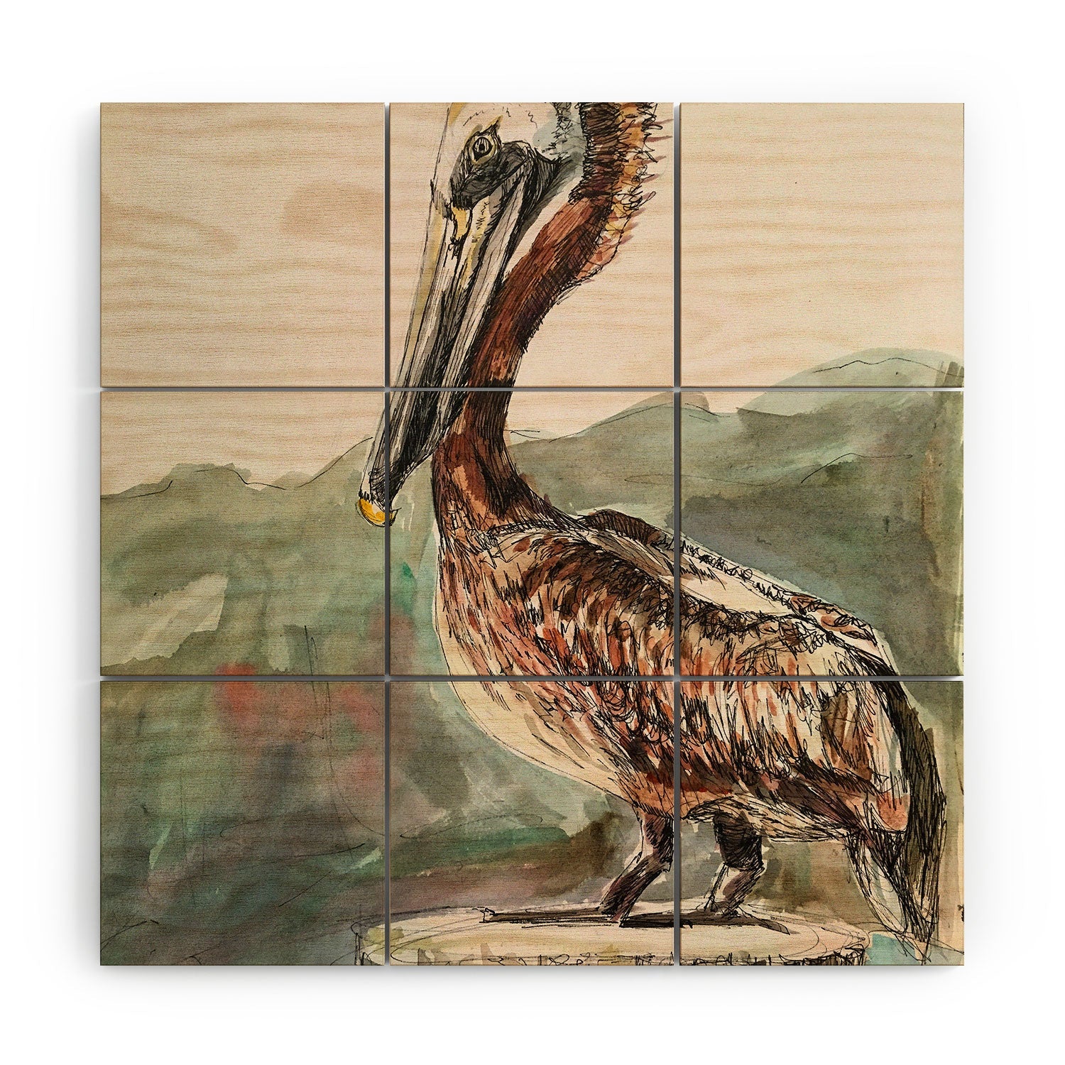 Emily Tucci Pelican Wood Wall Mural