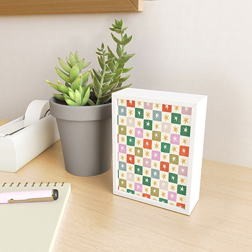 LouBruzzoni Retro Star Block Pattern Framed Mini Art Print