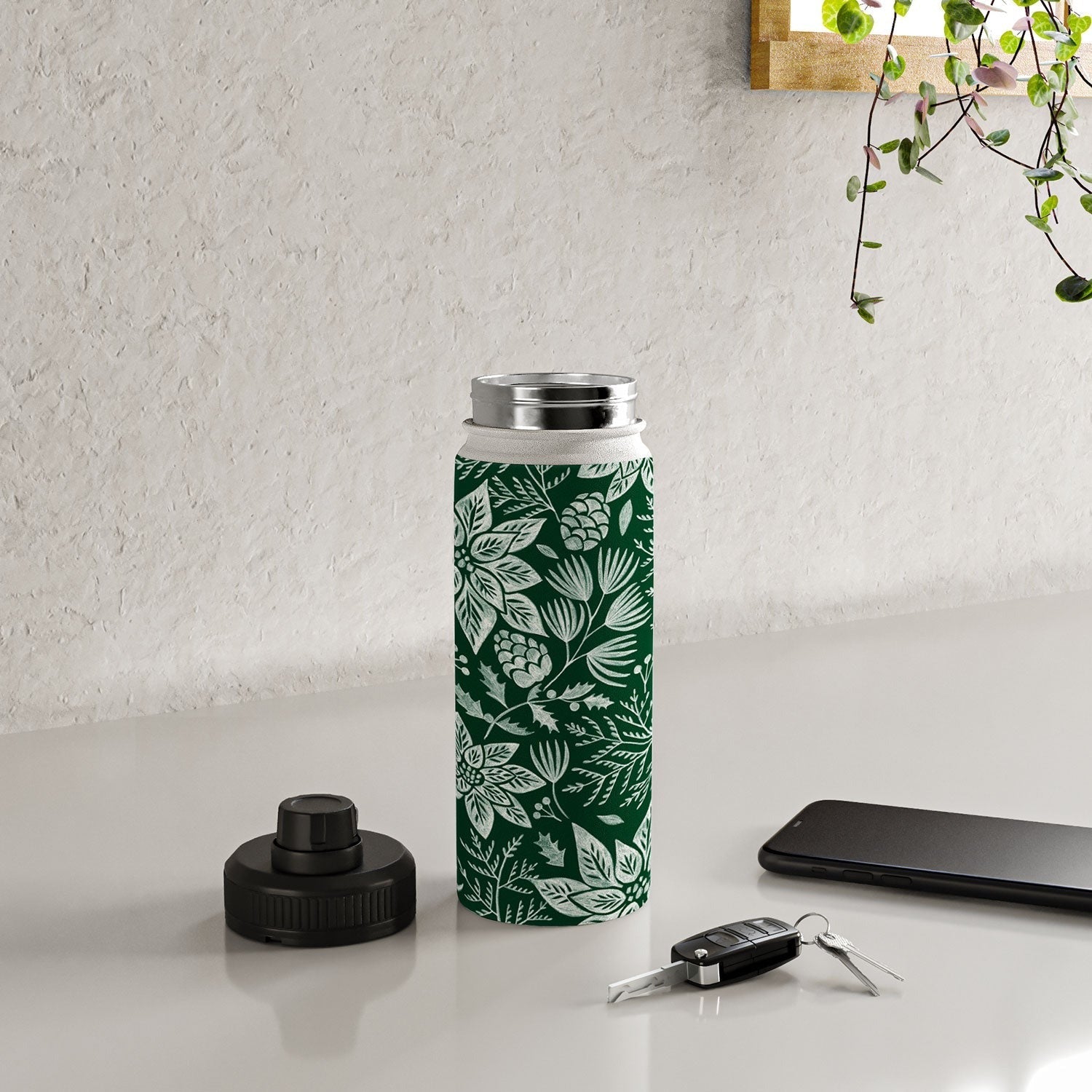 Pimlada Phuapradit Christmas Poinsettia Water Bottle