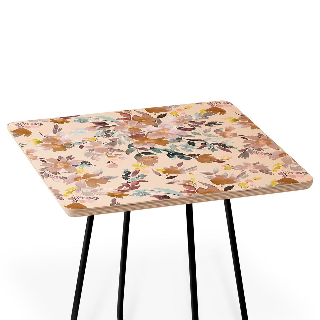 Ninola Design Botanic Retreat Floral Oleander Whimsical Soft Pink Side Table