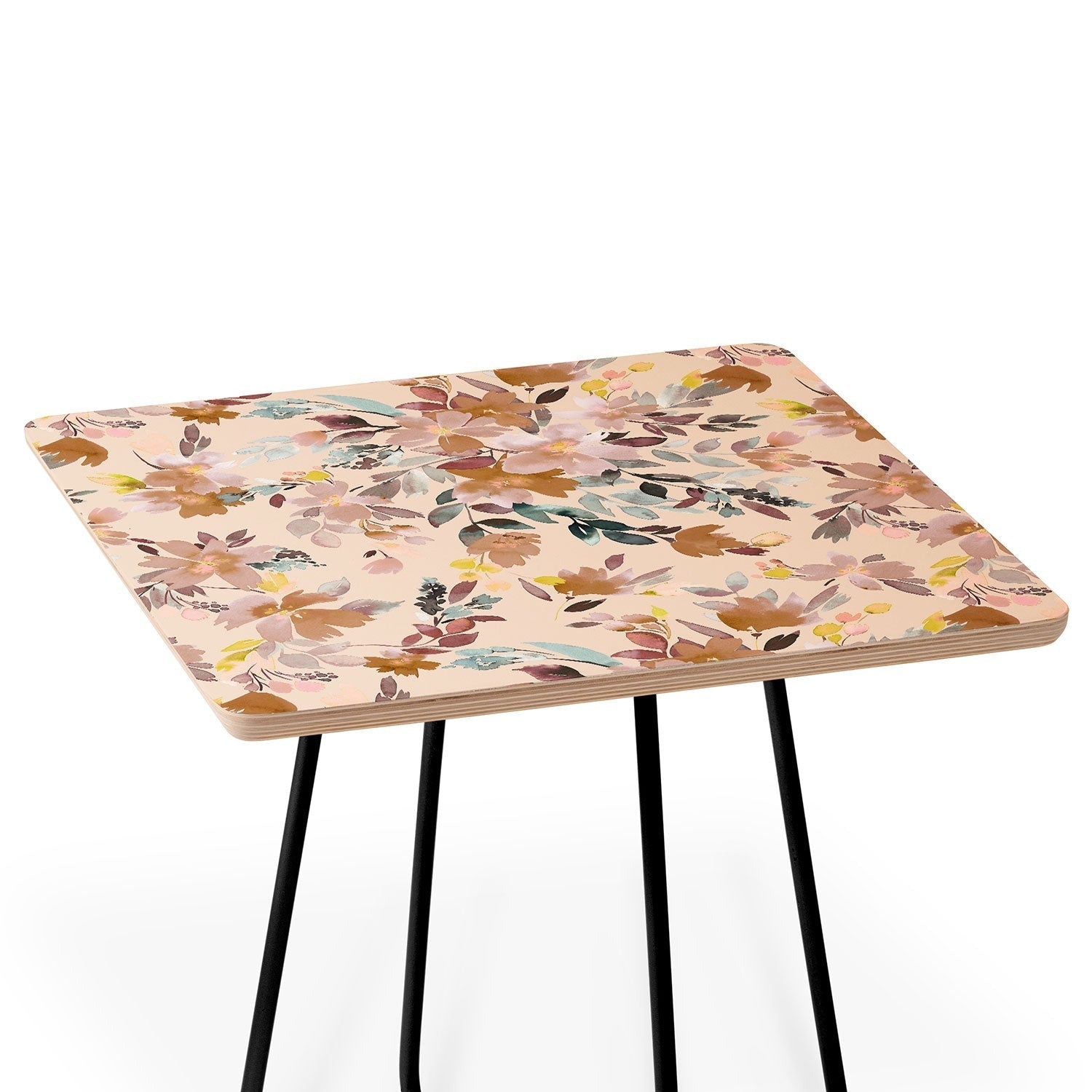 Ninola Design Botanic Retreat Floral Oleander Whimsical Soft Pink Side Table