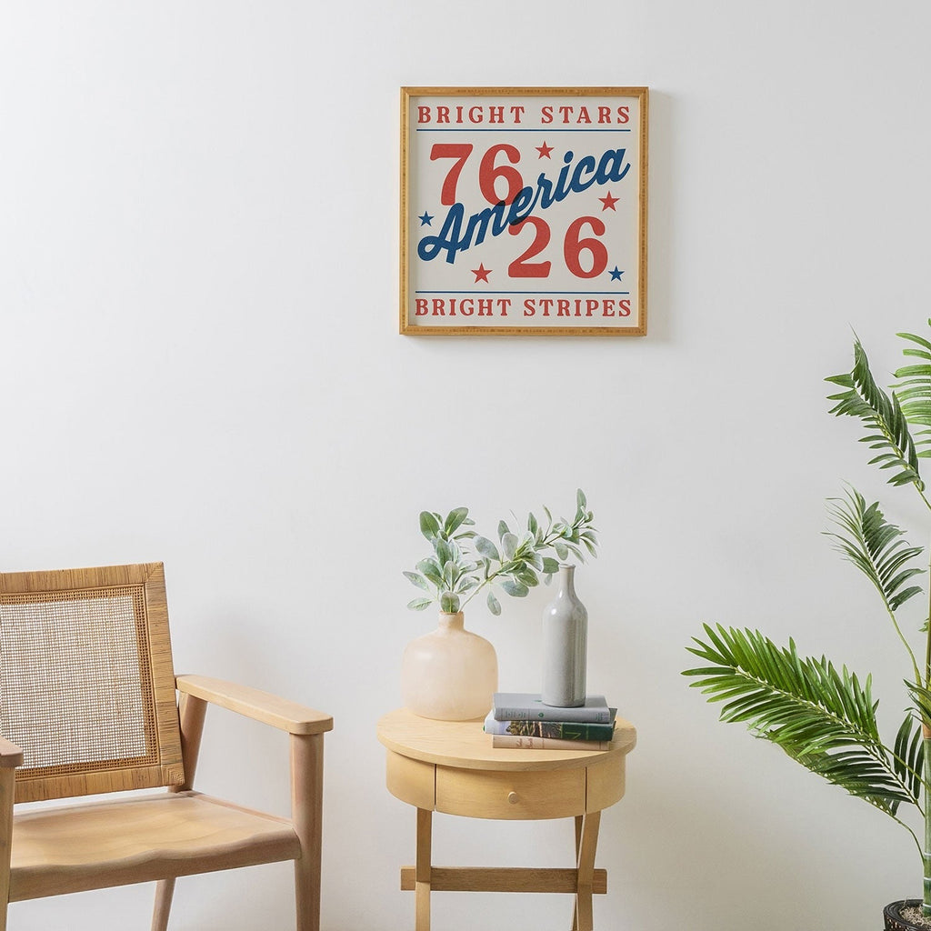 DENY Designs Bright Stars Bright Stripes Framed Wall Art