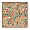Ninola Design Botanic Retreat Floral Oleander Whimsical Teal Green Square Tray