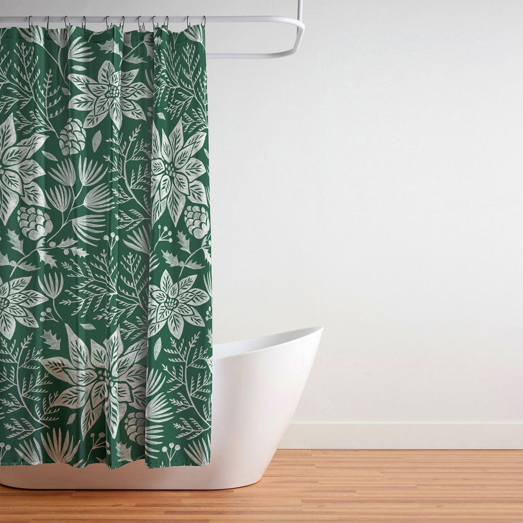 Pimlada Phuapradit Christmas Poinsettia Shower Curtain