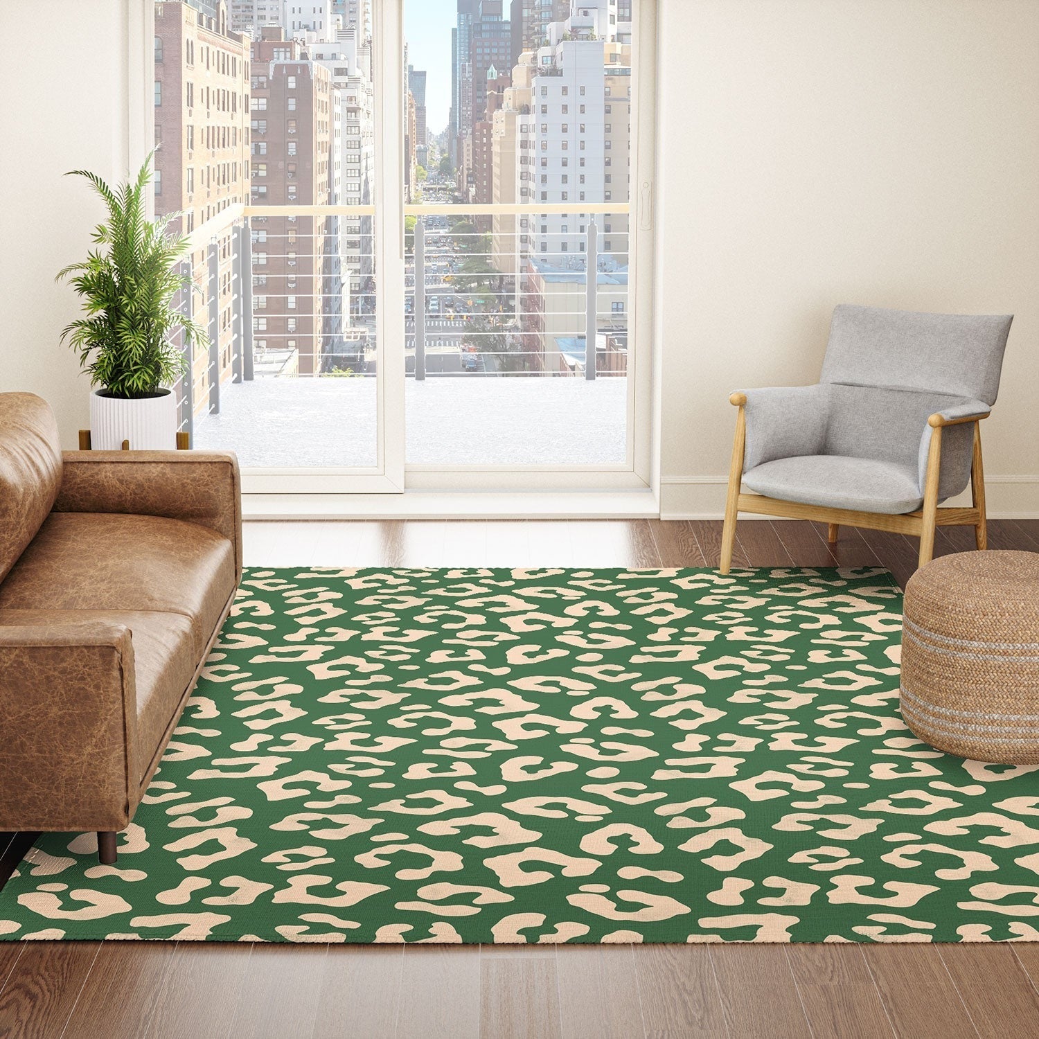 Avenie BR Cheetah Print In Green Area Rug