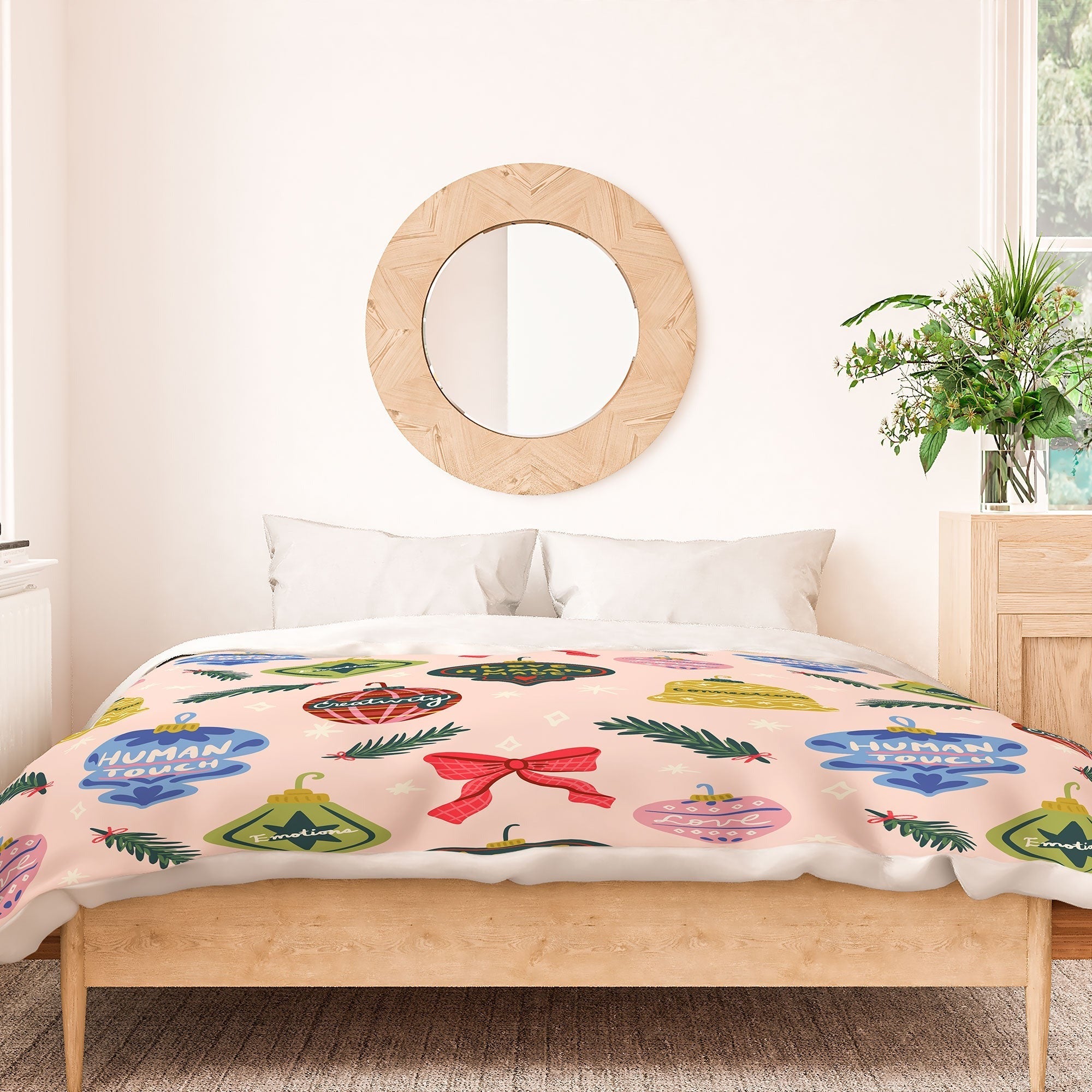 Design by Spark Love Human Made Christmas Ornaments Duvet Cover