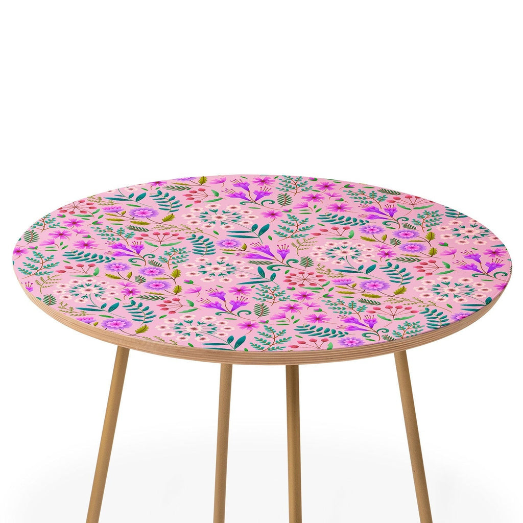 Pimlada Phuapradit Ditsy Purple Floral Half Drop Round Side Table