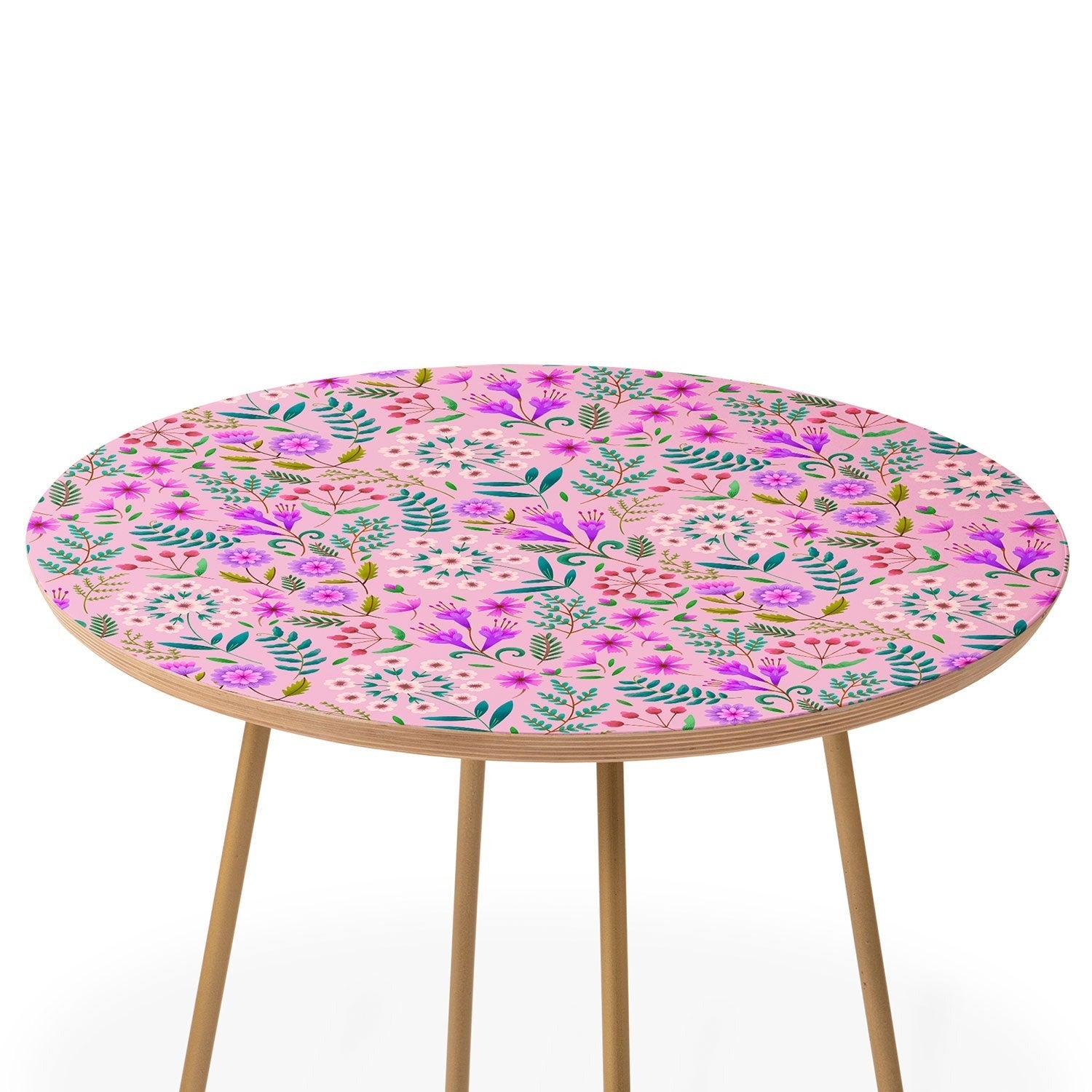 Pimlada Phuapradit Ditsy Purple Floral Half Drop Round Side Table