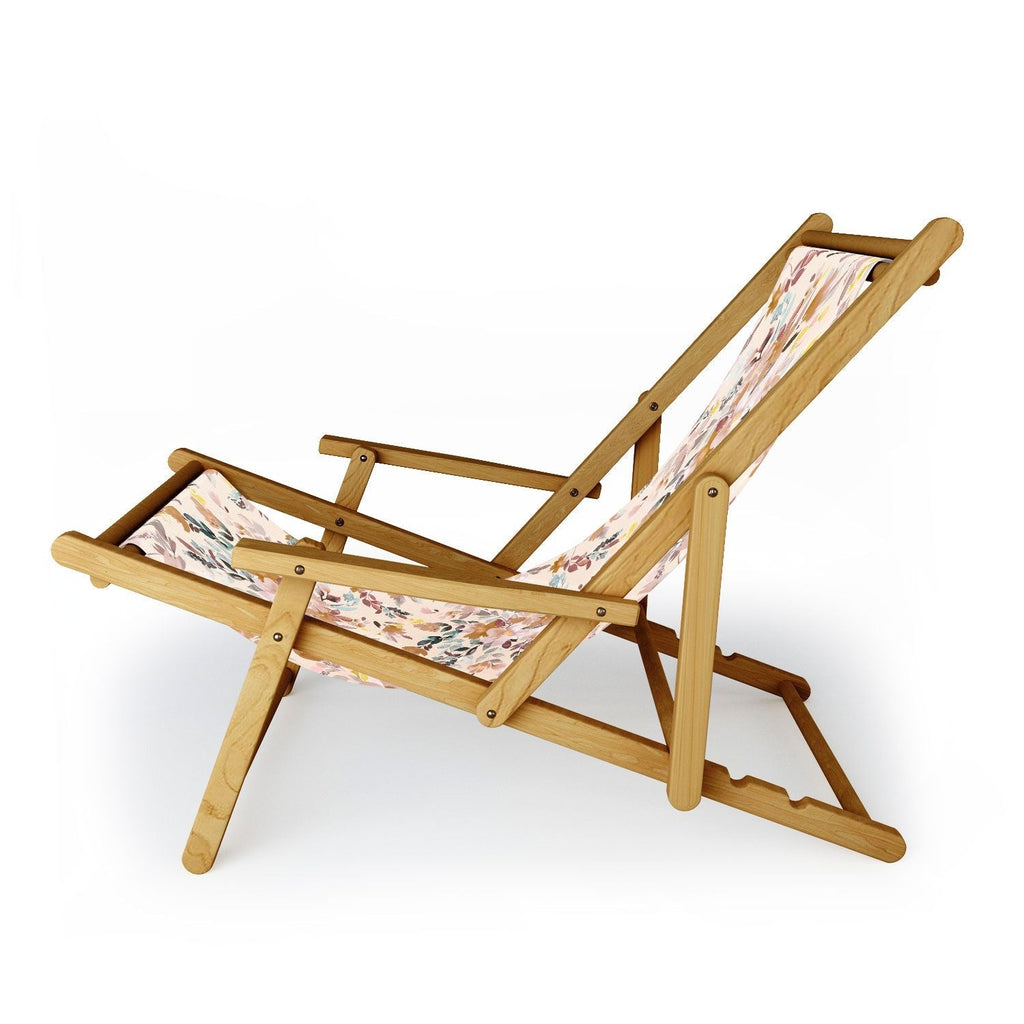 Ninola Design Botanic Retreat Floral Oleander Whimsical Soft Pink Sling Chair
