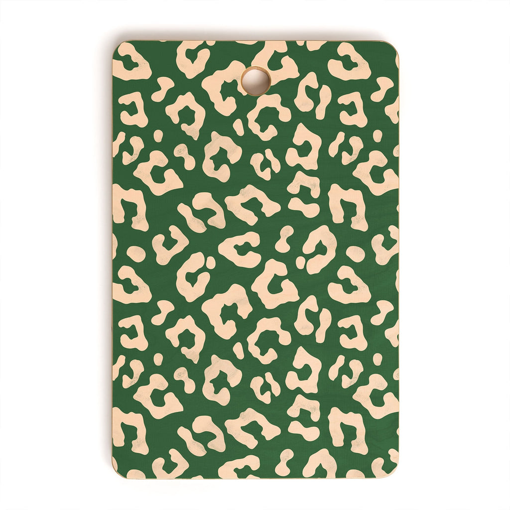 Avenie BR Cheetah Print In Green Cutting Board Rectangle