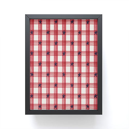 DENY Designs Red Gingham plus Stars Framed Mini Art Print