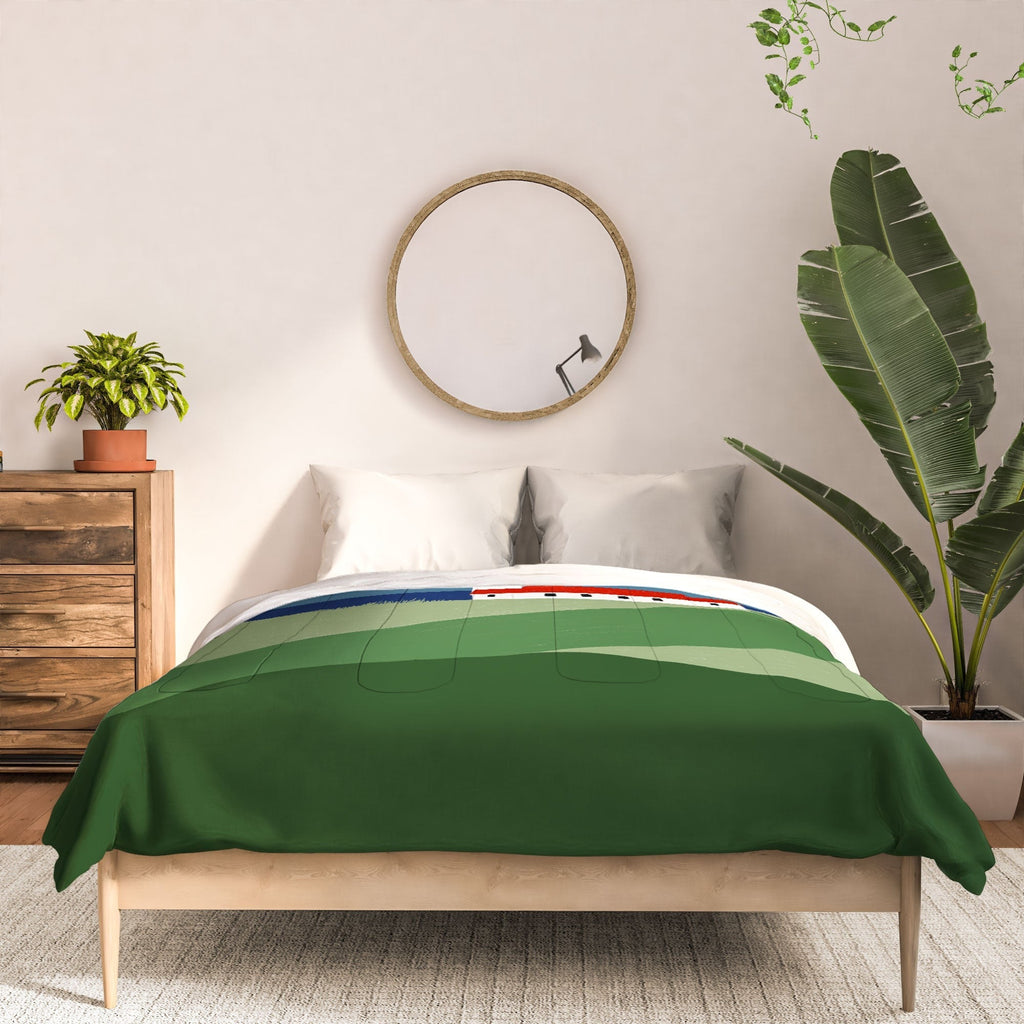 Valeria Frustaci Red roof in Iceland Comforter