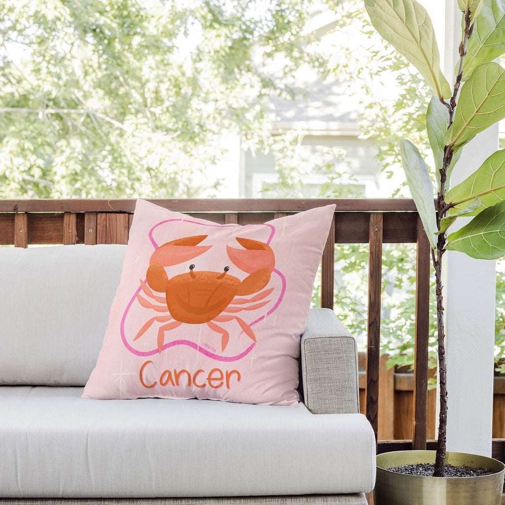 Little Om Zodiac Signs Cancer Outdoor Throw Pillow