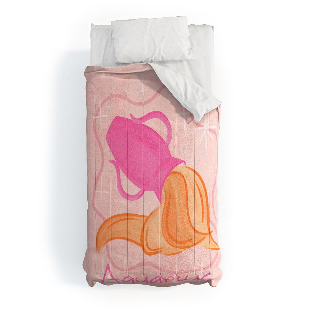 Little Om Zodiac Sign Aquarius Comforter