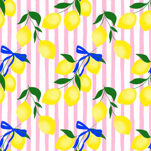 Design by Spark Zesty Lemons and Stripes Shower Curtain