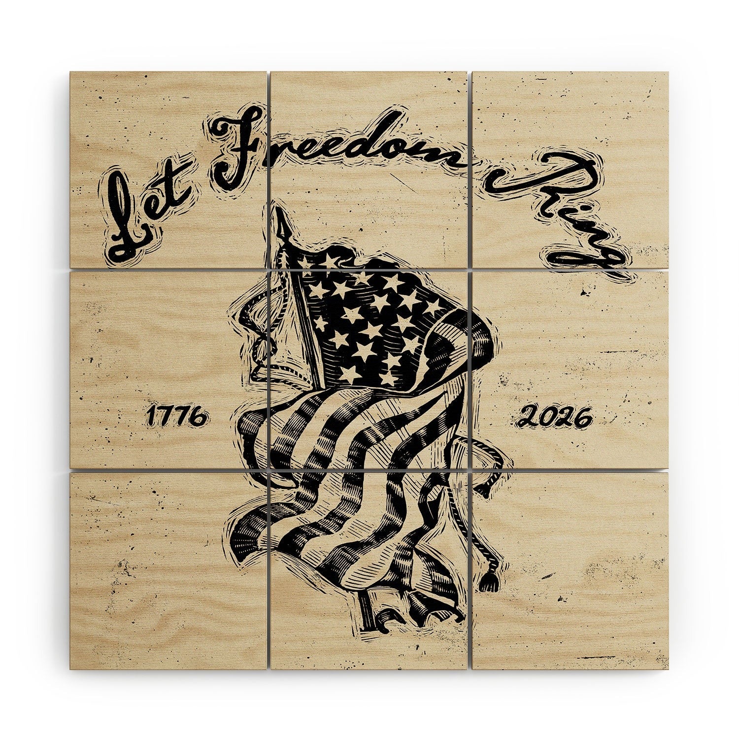 DENY Designs Let Freedom Ring Block Wood Wall Mural