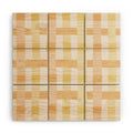 Menina Lisboa Yellow Pink Gingham Wood Wall Mural