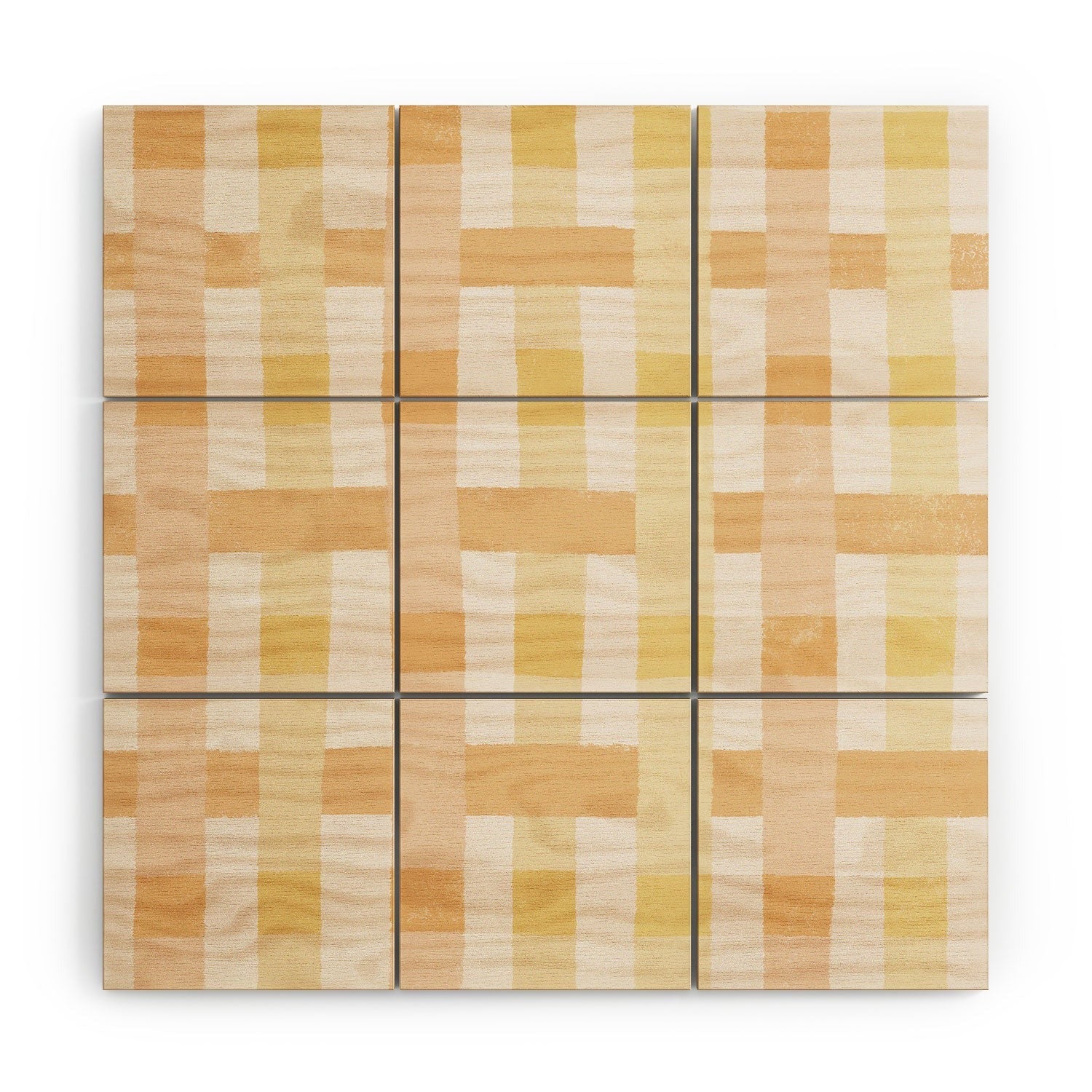 Menina Lisboa Yellow Pink Gingham Wood Wall Mural
