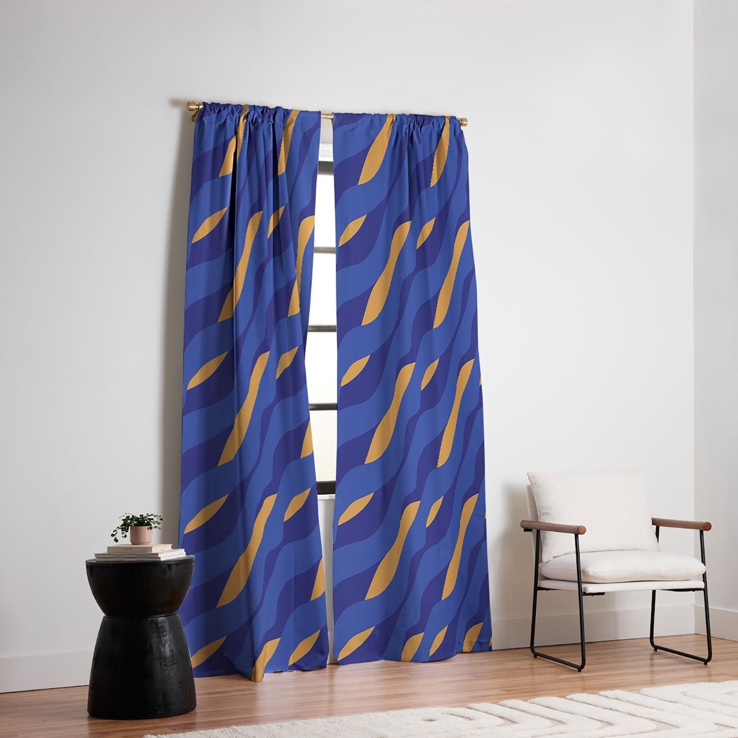 Camilla Foss Pebbles in Stream Blackout Window Curtain