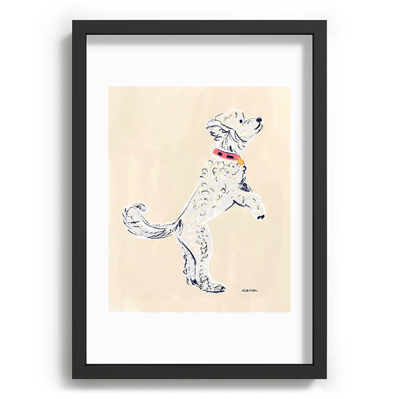 Esca Watercolors White Poodle Recessed Framing Rectangle