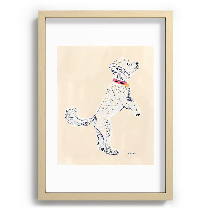 Esca Watercolors White Poodle Recessed Framing Rectangle