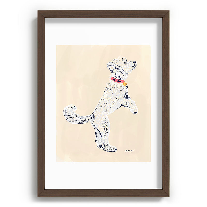 Esca Watercolors White Poodle Recessed Framing Rectangle