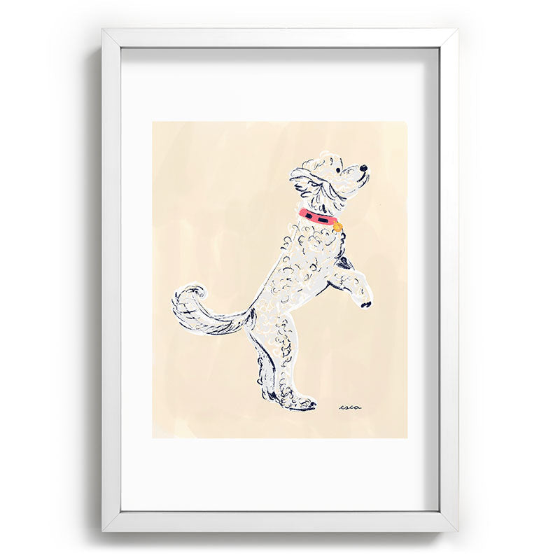 Esca Watercolors White Poodle Recessed Framing Rectangle