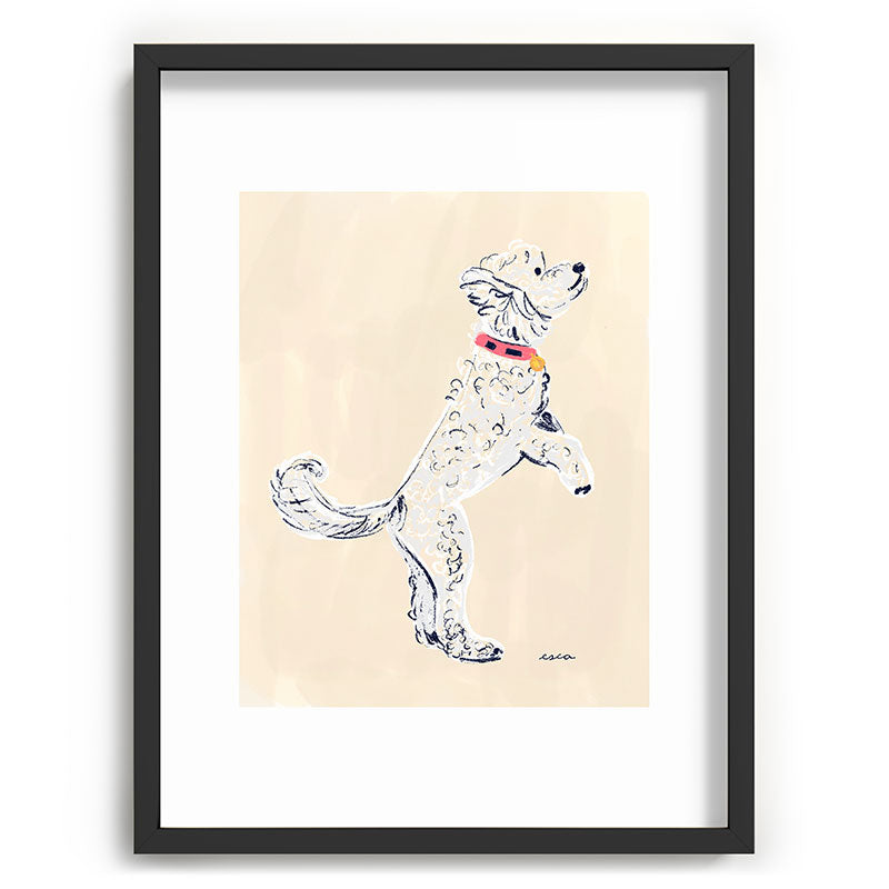 Esca Watercolors White Poodle Recessed Framing Rectangle